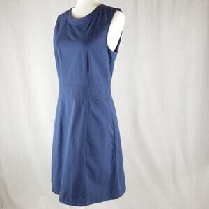Theory Sheath Dress Women 10 Blue Sleeveless Round Neck Knee Length B0304209